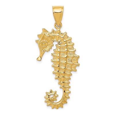 14K Yellow Gold 3-D Seahorse Pendant