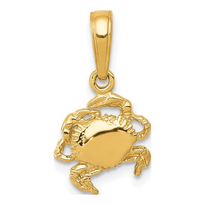 14K Yellow Gold Small Crab Pendant