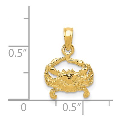 14K Yellow Gold Small Crab Pendant – view 5