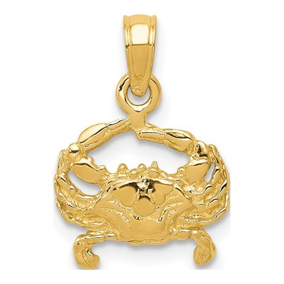 14K Yellow Gold Small Crab Pendant
