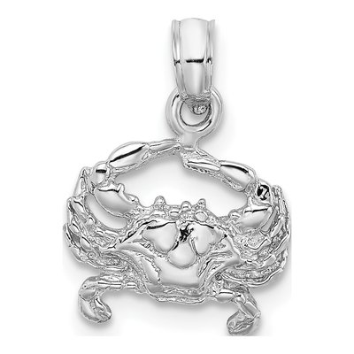 14K White Gold Blue Crab Charm