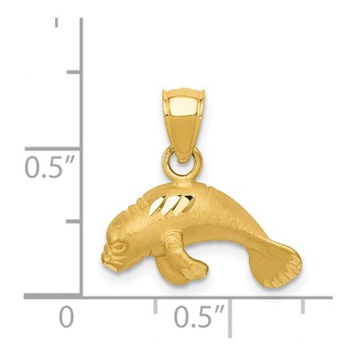 14K Yellow Gold Diamond-Cut Manatee Pendant – view 4