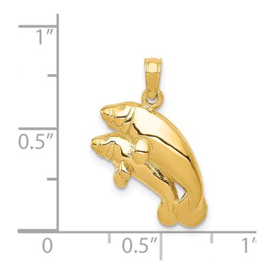 14K Yellow Gold Double Manatee Pendant – view 4