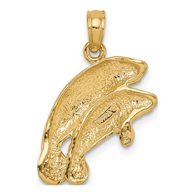 14K Yellow Gold Double Manatee Pendant – view 5