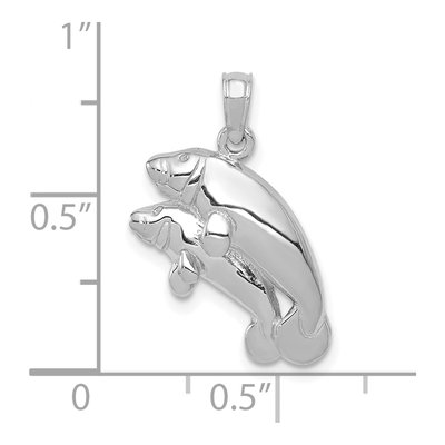 14K White Gold Double Manatee Pendant – view 4