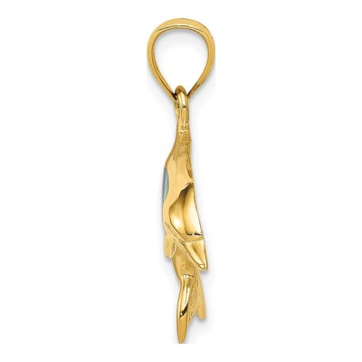 14K Yellow Gold Lab-Created Opal Dolphin Pendant – view 3