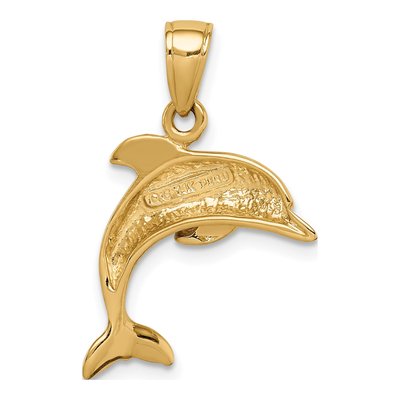 14K Yellow Gold Jumping Dolphin Pendant – view 4