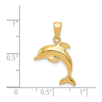 14K Yellow Gold Jumping Dolphin Pendant – view 5