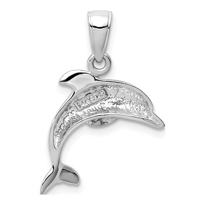 14K White Gold Jumping Dolphin Pendant – view 4