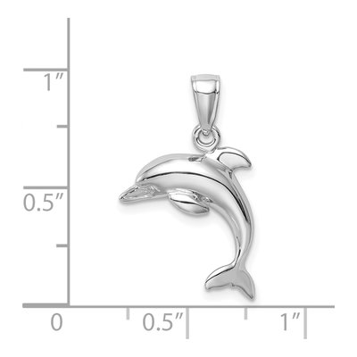 14K White Gold Jumping Dolphin Pendant – view 5