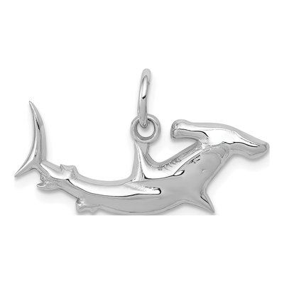 14K White Gold Hammerhead Shark Pendant