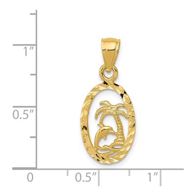 14K Yellow Gold Dolphin Palm Tree Pendant – view 5