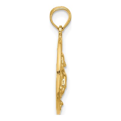 14K Yellow Gold Double Dolphin Circle Pendant – view 3