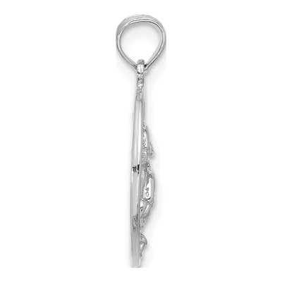 14K White Gold Double Dolphin Circle Pendant – view 3