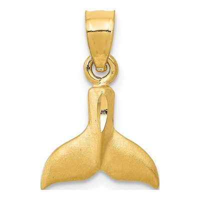 14K Yellow Gold 3-D Whale Tail Pendant