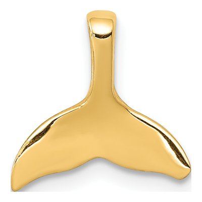 14K Yellow Gold Whale Tail Slide Pendant
