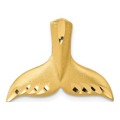 14K Yellow Gold Diamond-Cut Whale Tail Slide Pendant