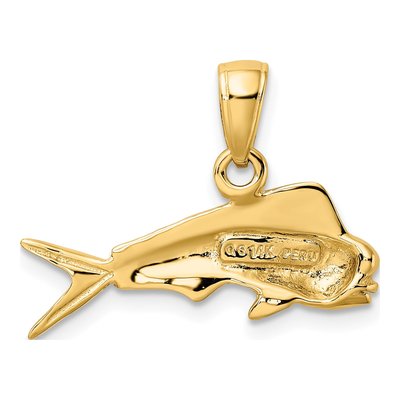 14K Yellow Gold Mahi Fish Pendant – view 4