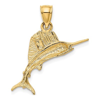 14K Yellow Gold Sailfish Pendant – view 4