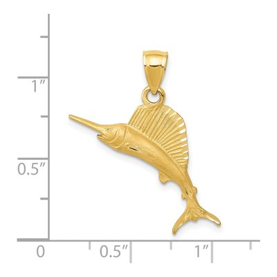 14K Yellow Gold Sailfish Pendant – view 5