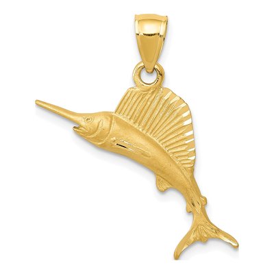 14K Yellow Gold Sailfish Pendant