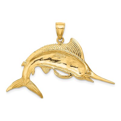 14K Yellow Gold Large Marlin Pendant – view 4