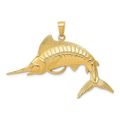 14K Yellow Gold Large Marlin Pendant