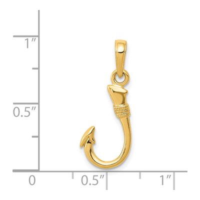 14K Yellow Gold 3-D Fish Hook Pendant – view 5