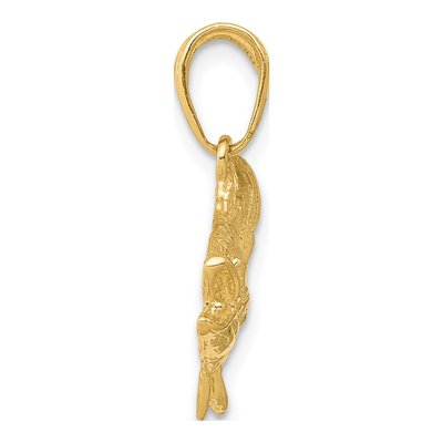 14K Yellow Gold Open Mouthed Bass Fish Pendant – view 3