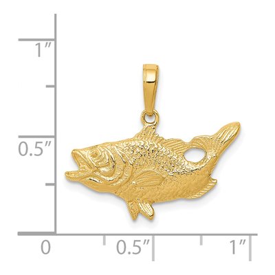 14K Yellow Gold Open Mouthed Bass Fish Pendant – view 5