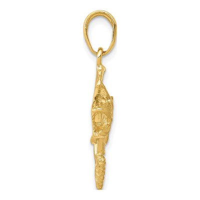 14K Yellow Gold Jumping Bass Fish Pendant – view 3