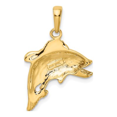 14K Yellow Gold Jumping Bass Fish Pendant – view 4