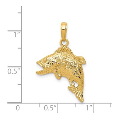14K Yellow Gold Jumping Bass Fish Pendant – view 5