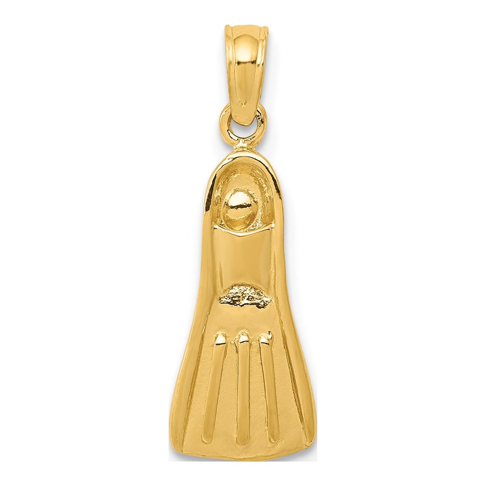 14K Yellow Gold 3D Scuba Flipper Pendant