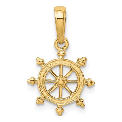 14K Yellow Gold Ship Wheel Pendant – view 4