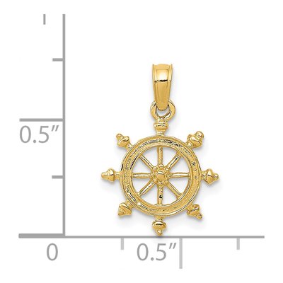 14K Yellow Gold Ship Wheel Pendant – view 5