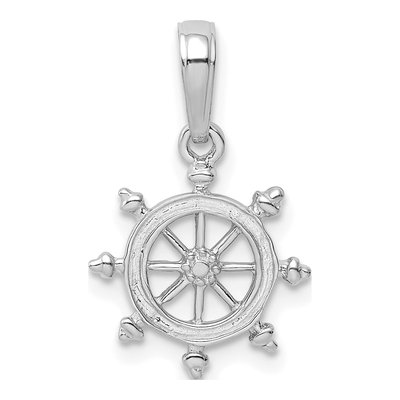 14K White Gold Ship Wheel Pendant – view 4