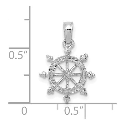 14K White Gold Ship Wheel Pendant – view 5