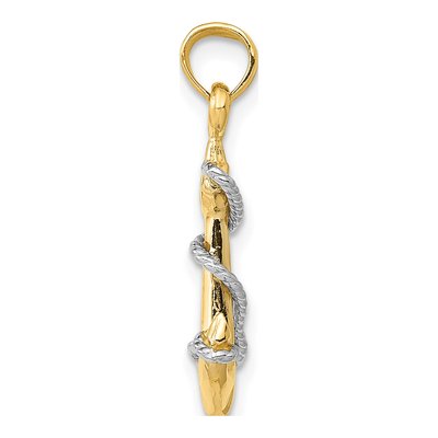 14K Two-Tone Gold 3-D Anchor Pendant – view 3
