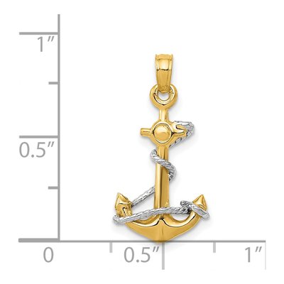 14K Two-Tone Gold 3-D Anchor Pendant – view 5