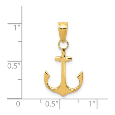 14K Yellow Gold Anchor Pendant – view 5