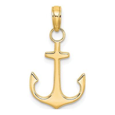 14K Yellow Gold Anchor Pendant
