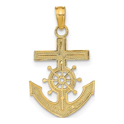 14K Yellow Gold Mariner's Cross Pendant – view 4