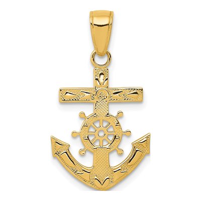 14K Yellow Gold Mariner's Cross Pendant