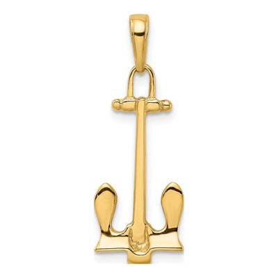 14K Yellow Gold Navy Anchor Pendant – view 4