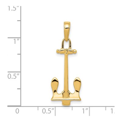 14K Yellow Gold Navy Anchor Pendant – view 5