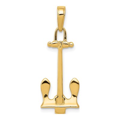 14K Yellow Gold Navy Anchor Pendant