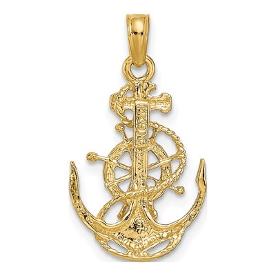 14K Yellow Gold Anchor Pendant – view 5