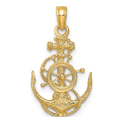 14K Yellow Gold Anchor Pendant