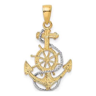 14K Yellow Gold Nautical Anchor Pendant – view 4